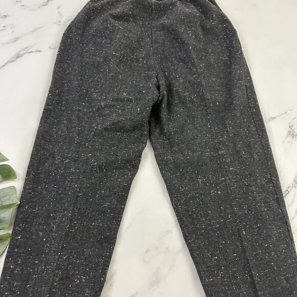Synari Womens Vintage 80s Pleated Wool Pants Size 9 Gray Tweed Academia Tapered - Picture 10 of 12